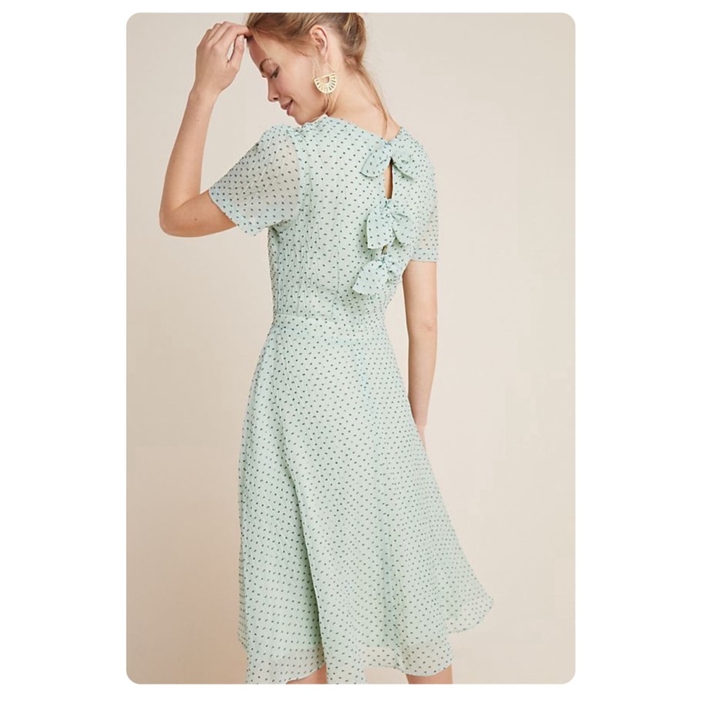 COPY - Sunday in Brooklyn dress, small. Light green, green polka dots, bows in …